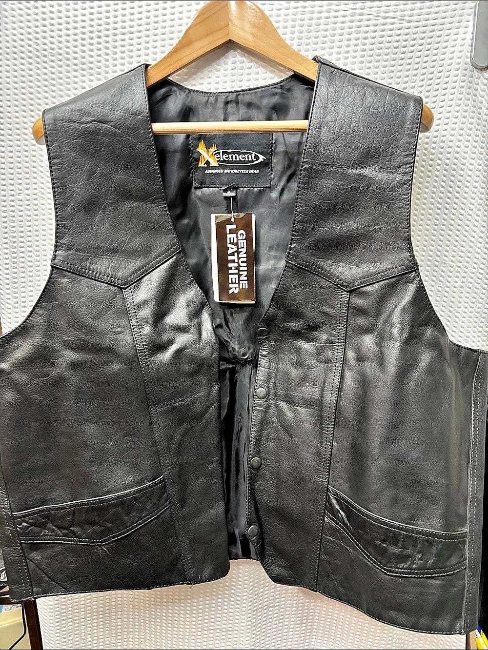 Xelement Leather Motorcycle Vest Black 4XL NWT